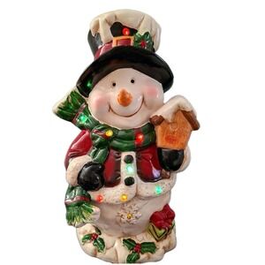 Transpac Dolomite Light Up Snowman Christmas Decor Festive Holiday Cheer